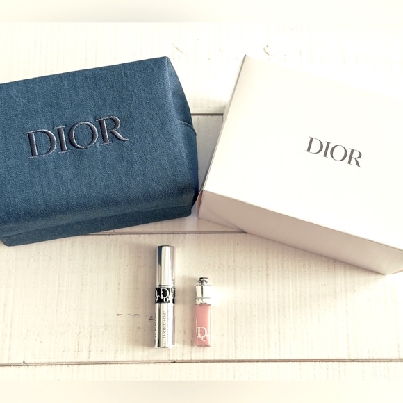 Dior Handbags - Dior Beauty Denim Pouch w Dior Show Mascara and Addict Lip Maximizer